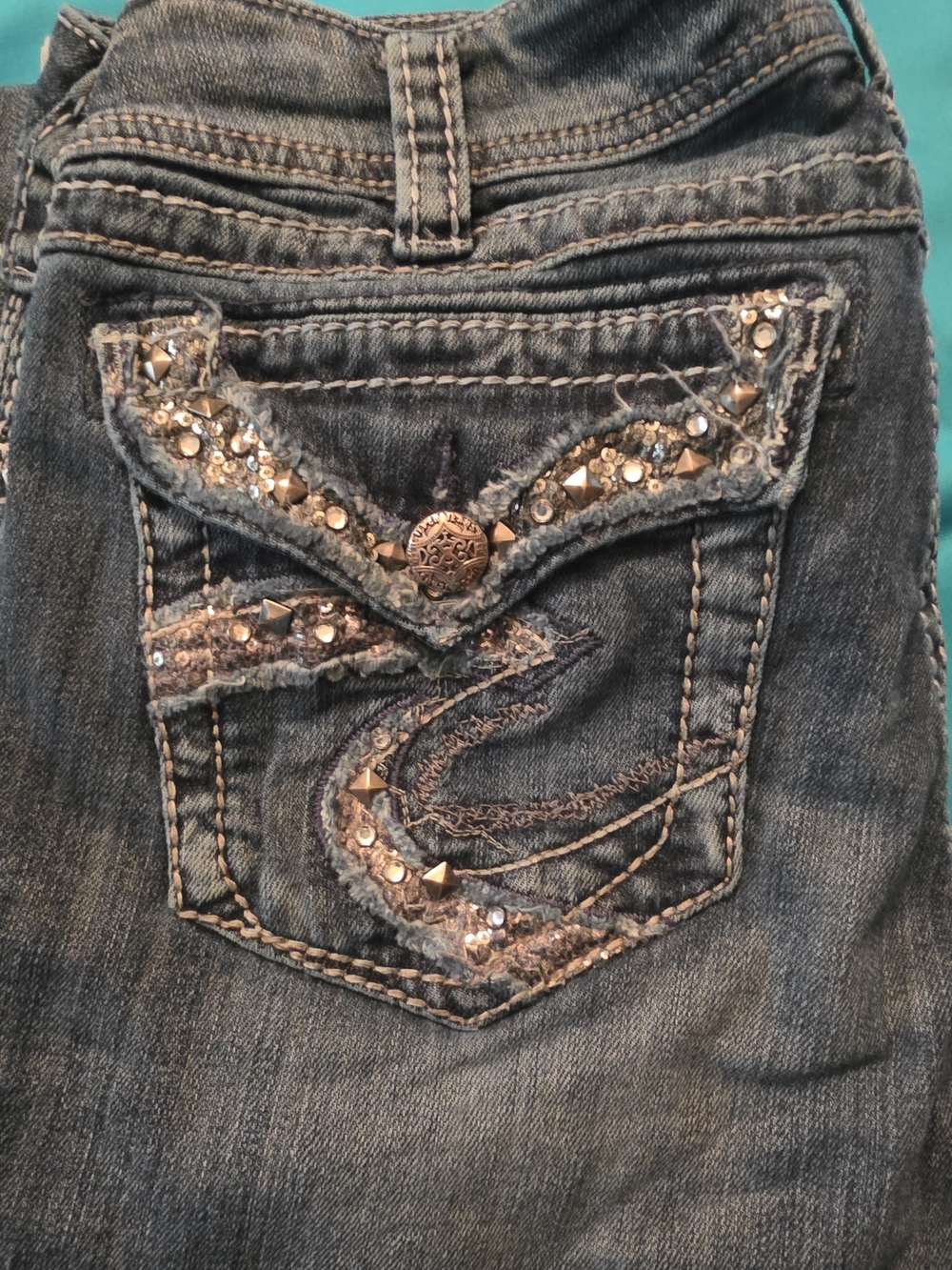 Silver Jeans Suki Mid-Rise Bootcut Embellished W31 L31